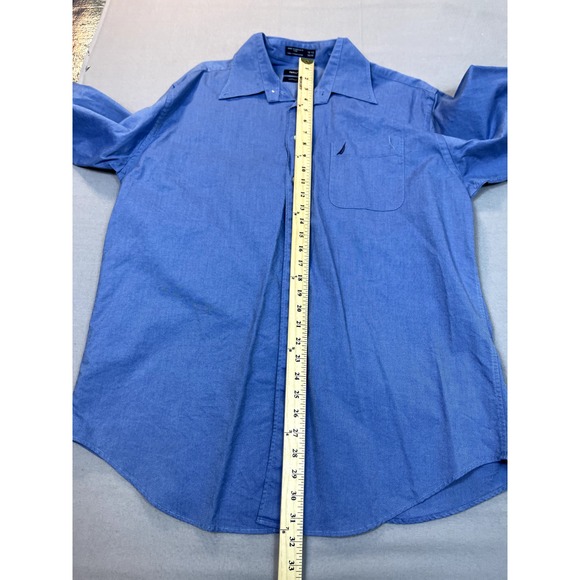 Nautica Shirt Mens 16.5 16‎ 1/2 32 33 Blue Casual Button Up Long Sleeve Oxford - Picture 7 of 14